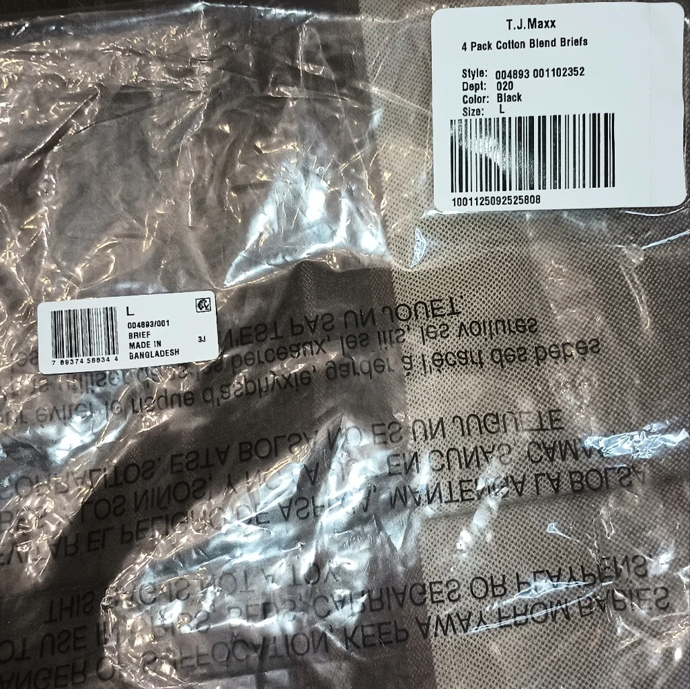 Men's Jockey‎ Essentials Black Briefs Set of 4 L